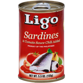 Ligo Sardines in Tomato Sauce Chili Added (SMALL) Red 5.5oz (155g)