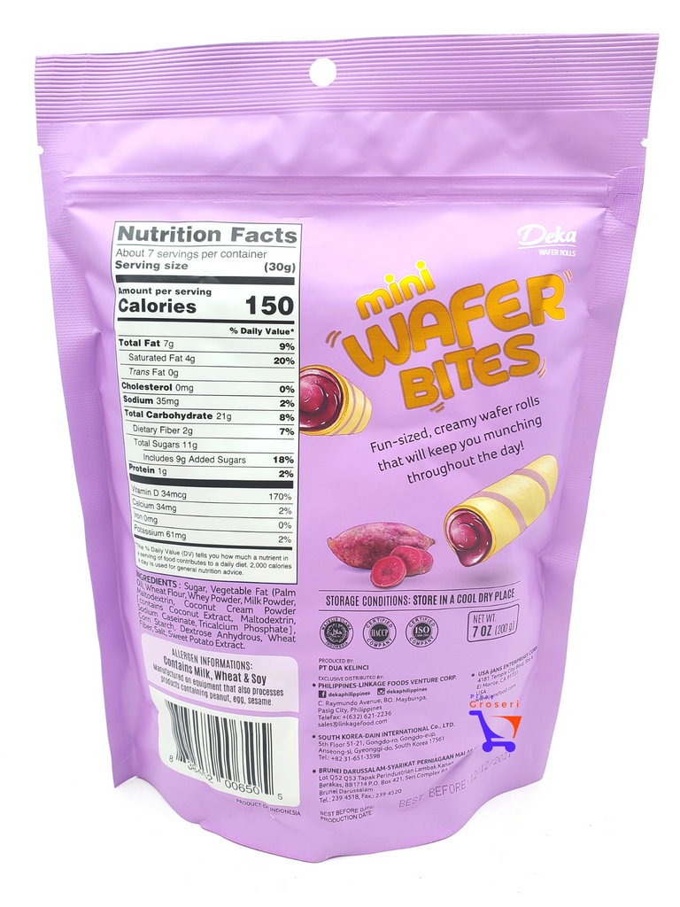 Deka Wafer Rolls Purple Sweet Potato (Ube) Flavor 7oz (200g)